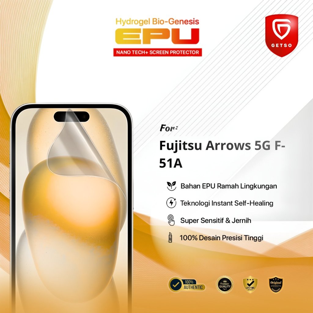 Getso BIO-HYDRO EPU Hydrogel Screen Guard for Fujitsu Arrows 5G F-51A High-End Protection Film Jerni