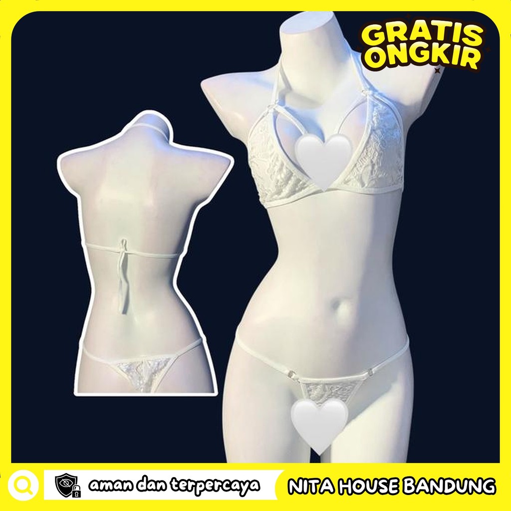 BRA LINGERIE BRA GSTRING SET BIKINI RENDA TRANSPARAN PRIVASI AMAN