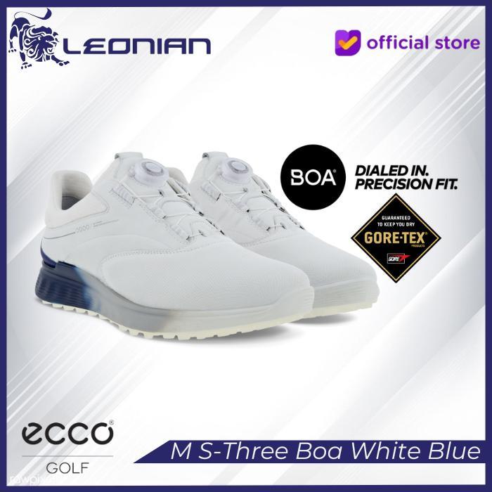 Sepatu Golf Ecco Men's Golf S-Three Boa White/Blue Depths/Bright White - Sepatu Golf Pria