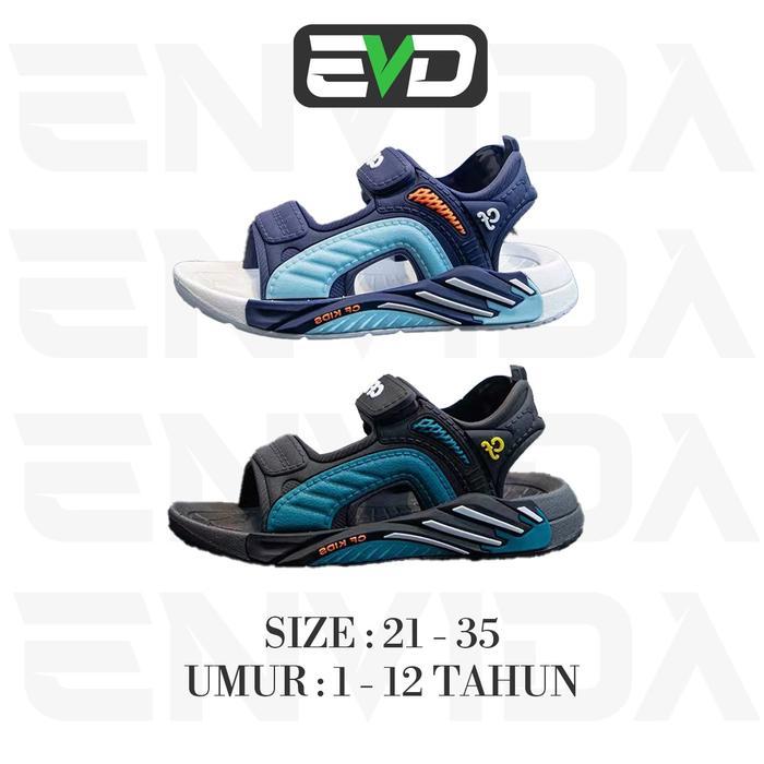 Homyped - Sandal Anak Cowok Laki Laki Model Sandal Gunung Perekat Velkro Bahan PVC Warna Biru Putih