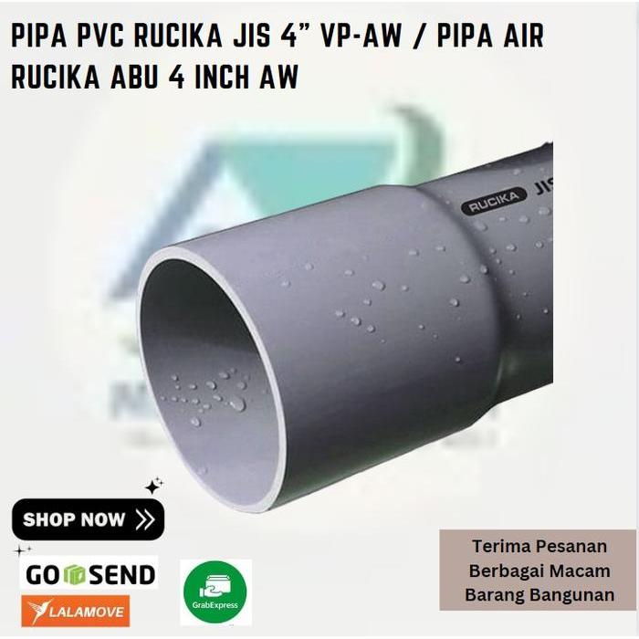 Pipa Pvc Rucika Jis 4" Vp-Aw / Pipa Air Rucika Abu 4 Inch Aw