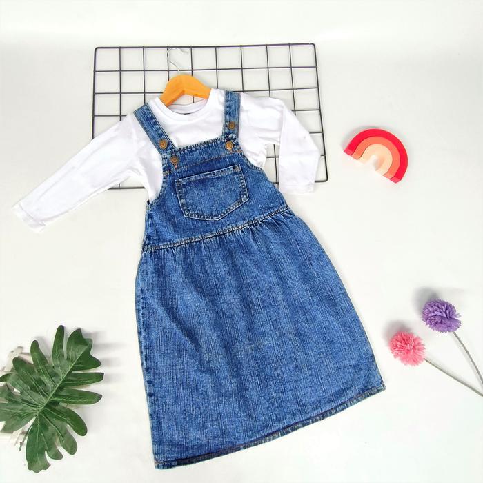 OVERALL ROK JEANS PANJANG ANAK 1-4 TAHUN KHADIJAH OVERALL ROK JEANS GAMIS ANAK OVERALL JEANS