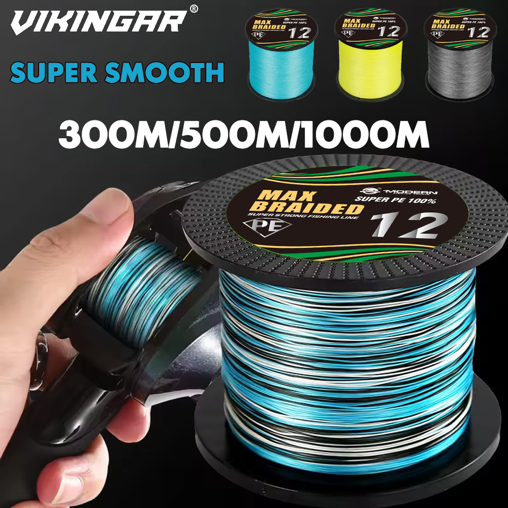 VIKINGAR 1000M 12 Strands Braided Fishing Line Super Strong Japan Multifilment PE Line Durable X12