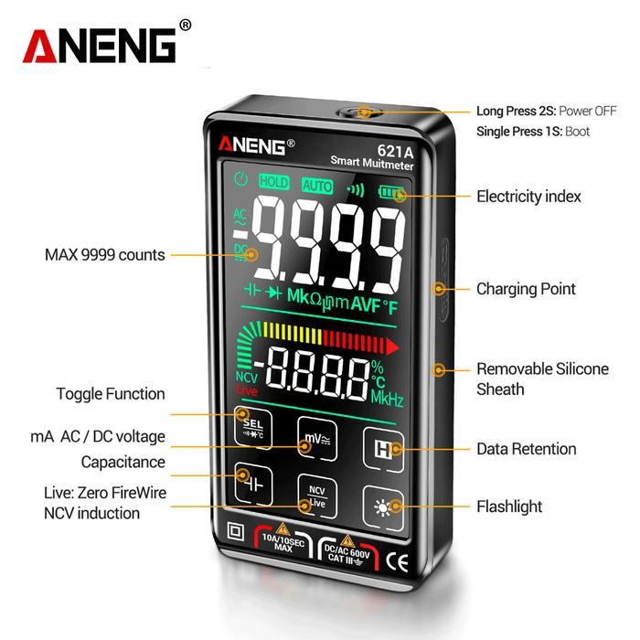 Aneng 621A Multimeter Digital Smart Touch Screen Watch mA Current Ori