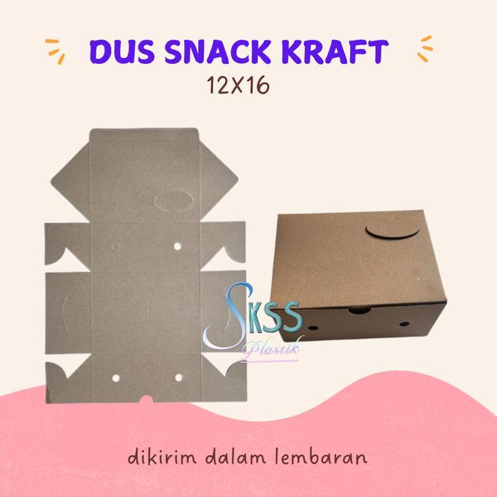 Stok Baru 25 Pcs Dus Snack Box Kraft 12x16 l Kotak Kue Kardus Snack Box Pukis 16x12