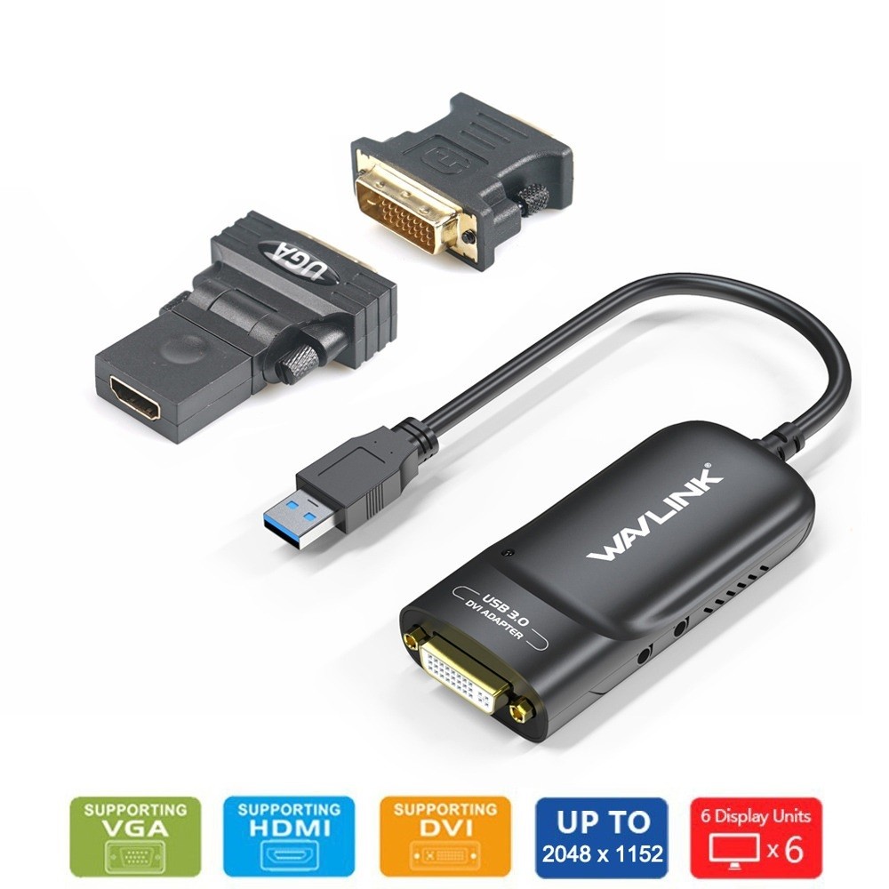 New USB 3.0 to DVI/HDMI/VGA External Video Card Video Graphic Display Adapter for Multiple Monitors 