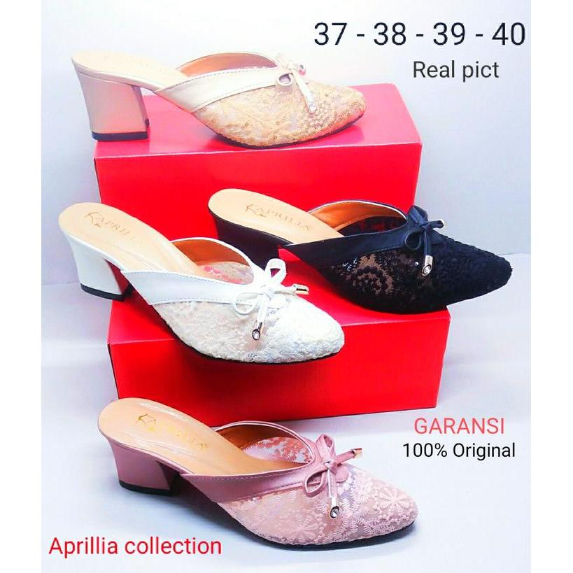 Torry Burch Store - Aprilia Sandal Sepatu Wanita Hak Tinggi/Sendal Bustong Brukat Pesta Hak Tahu