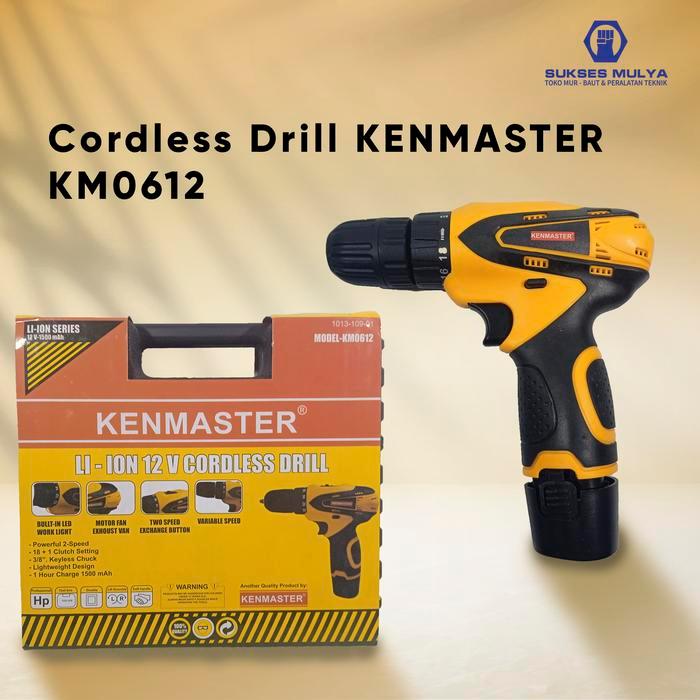 KENMASTER KM-0612 Bor Cordless Drill Mesin Bor Baterai 10mm