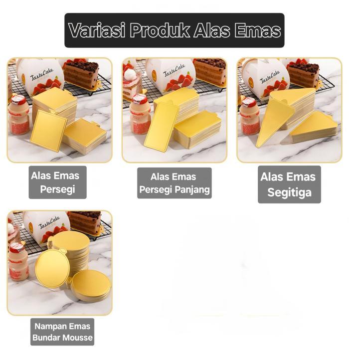 Ready [100 Pcs] Alas Tatakan Kue Gold Alas Tatakan Kue Tart Alas Bulat Alas Tatakan Segitiga Alas