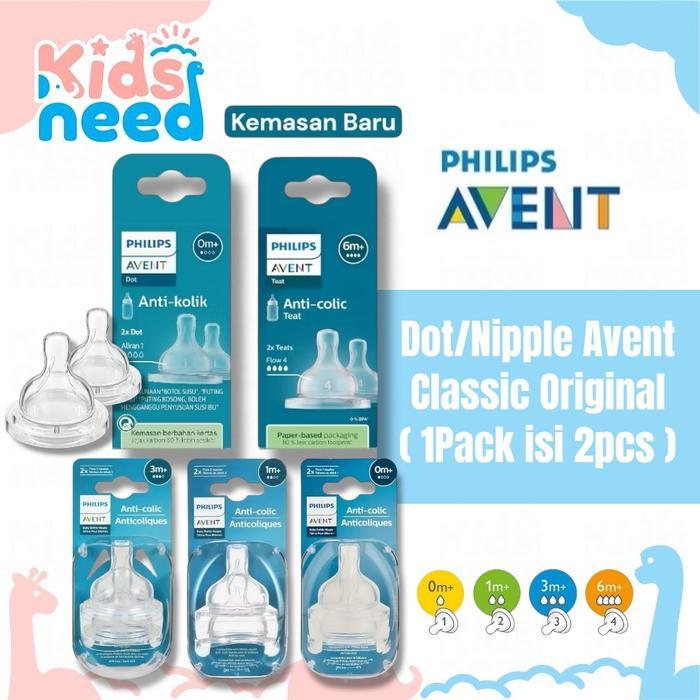 Dot/Nipple Avent Classic/Avent Teat Nipple Classic Original Isi 2 Pcs