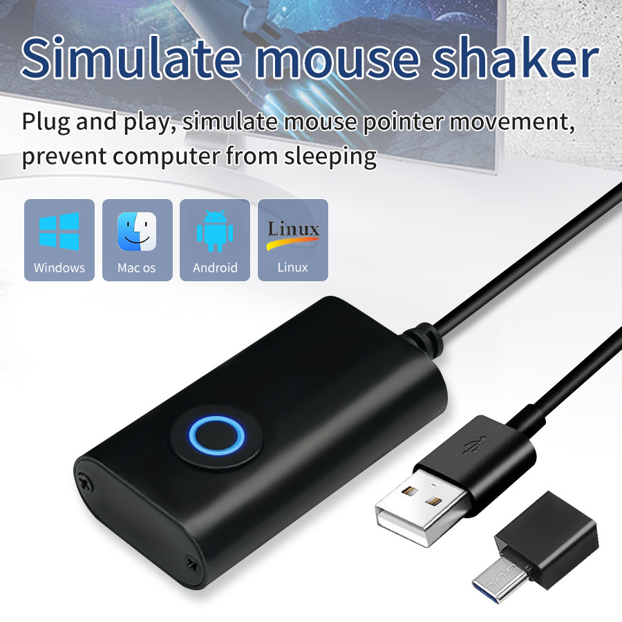 Mouse Jitter Simulator Anti-Sleep Device For Pc/Laptop Auto-Clicker Game Auto-Play Portable No