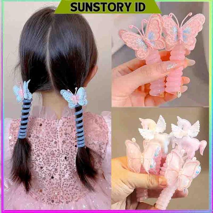IKAT RAMBUT SPIRAL KABEL KARAKTER ANAK LUCU MOTIF KUPU KUPU / SPIRAL KUNCIT RAMBUT IKAT PITA UNICORN