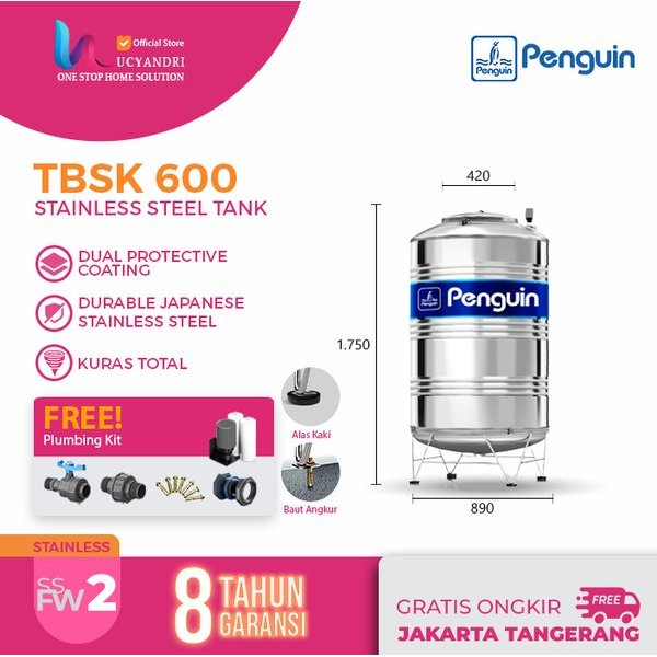 Tangki Air Toren Air Tandon Air Penguin Stainless Steel TBSK 500