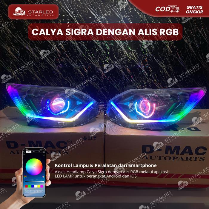 Headlamp Biled Calya dan Sigra 2016-2019 Custom RGB Fullset Headlamp Biled Projie Lampu Utama Depan 
