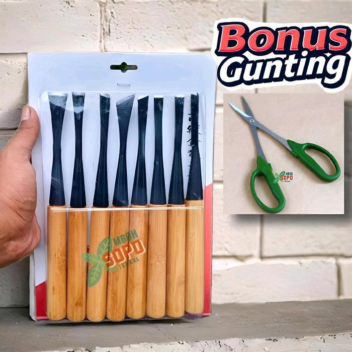 Alat Bonsai Dan Kerajinan, Ryuga Wood Carving Chisel Ctc, 8 Pcs Alat Ukir Ryuga Jepang, Pahat Set