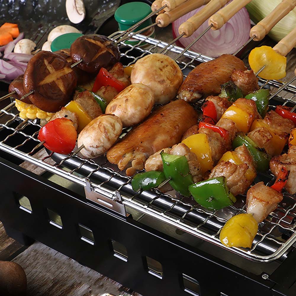 Portable Gas Grill Camping Barbecue Stove Outdoor Grill Household BBQ Barbecue Skewers