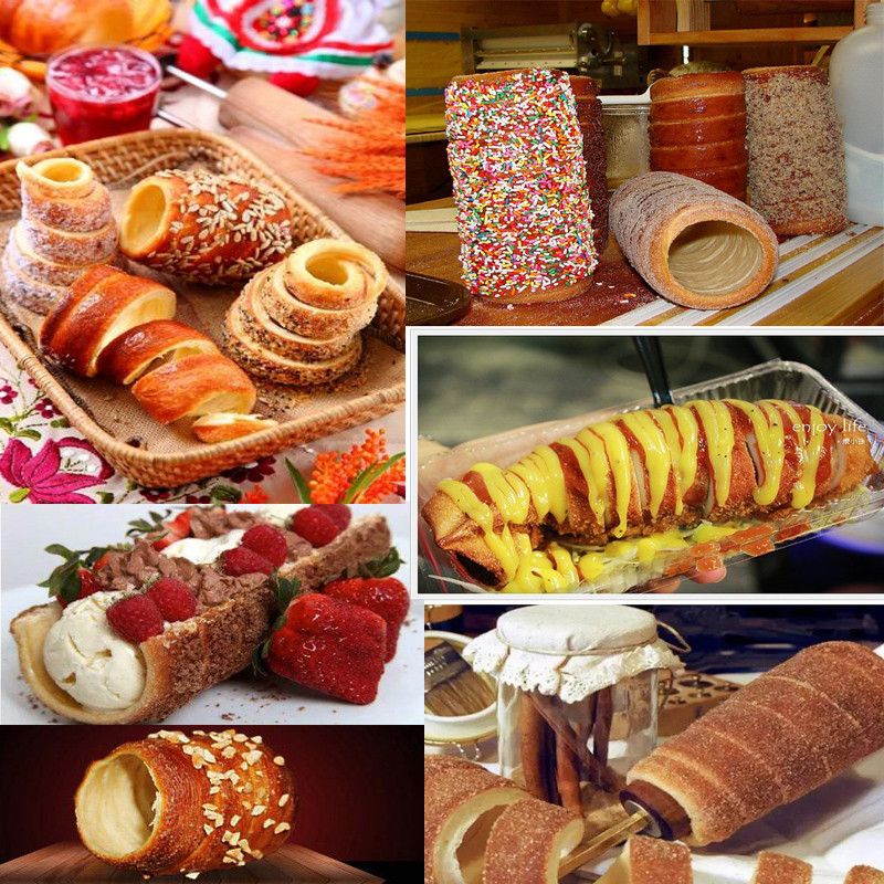 Chimney Cake Oven 8 Roller Hungarian Funnel Cake Kurtosh Pastry Horn Cake Oven Machine
