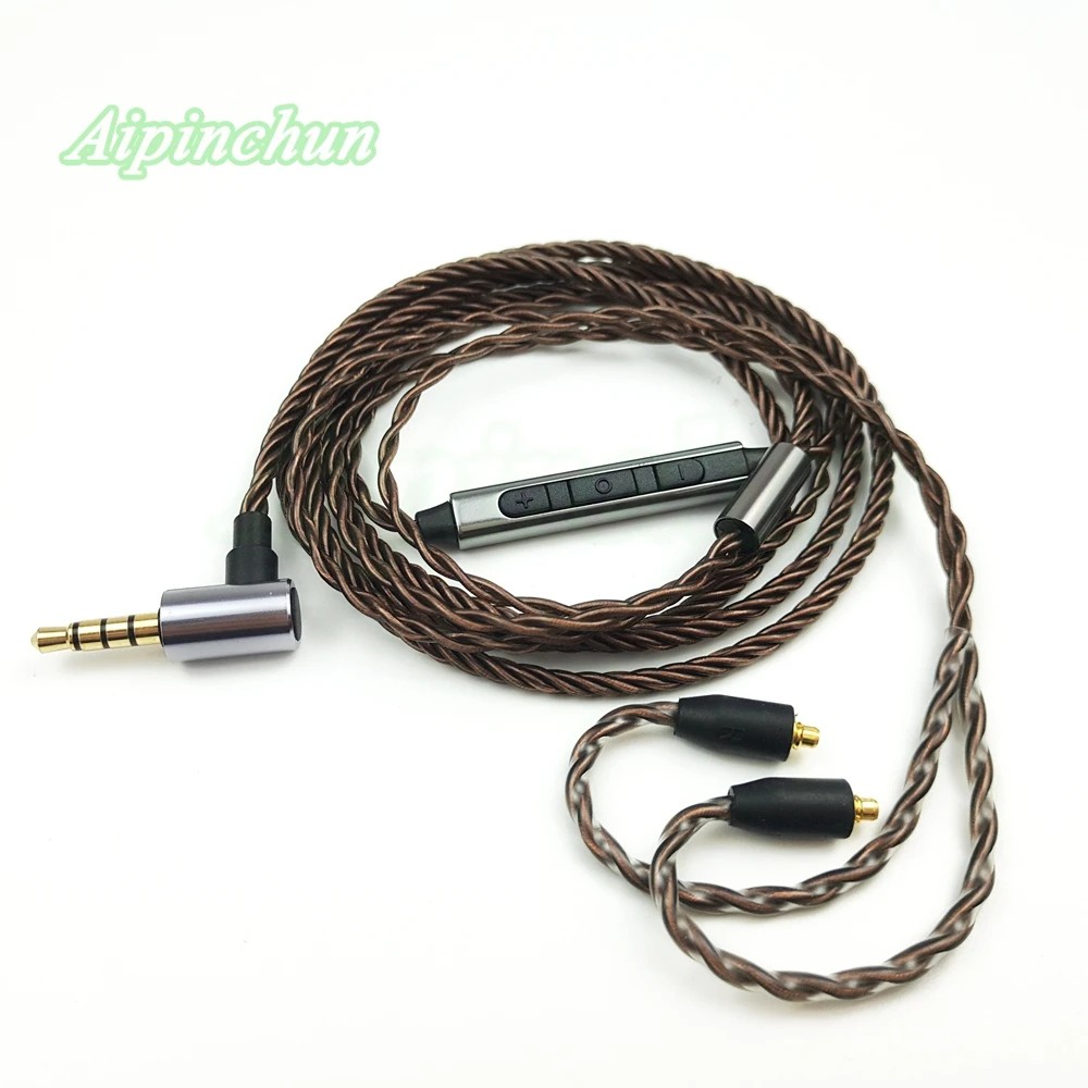 Aipinchun MMCX Headphones Cable Mic Volume Controller Replacement for Shure SE215 SE315 SE425 SE535