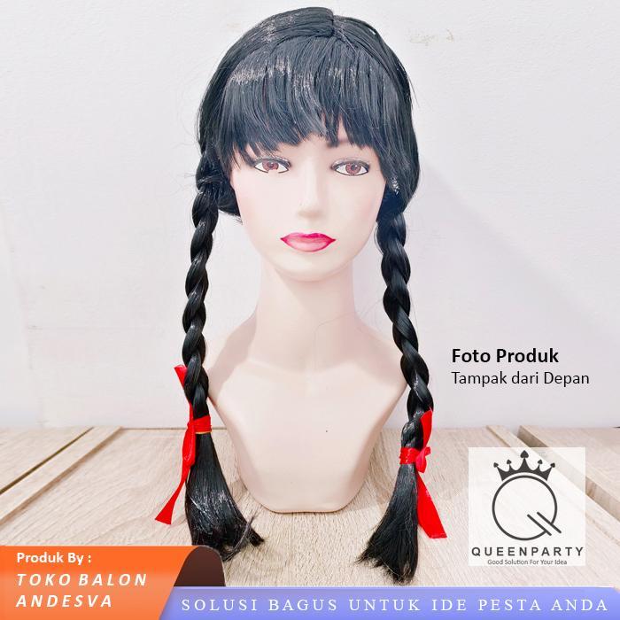 Wig Panjang Kepang Hitam / Rambut Palsu Panjang Murah / Wig Kepang Panjang Hitam