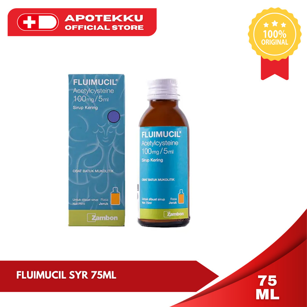 Fluimucil Sirup 75ml (Kering) - Pengencer Dahak Acetylcysteine