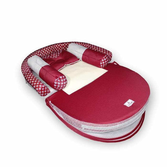 Kasur Bayi Lipat Oval Bumper + Kelambu Motif Hati Cintaka Tck 8402