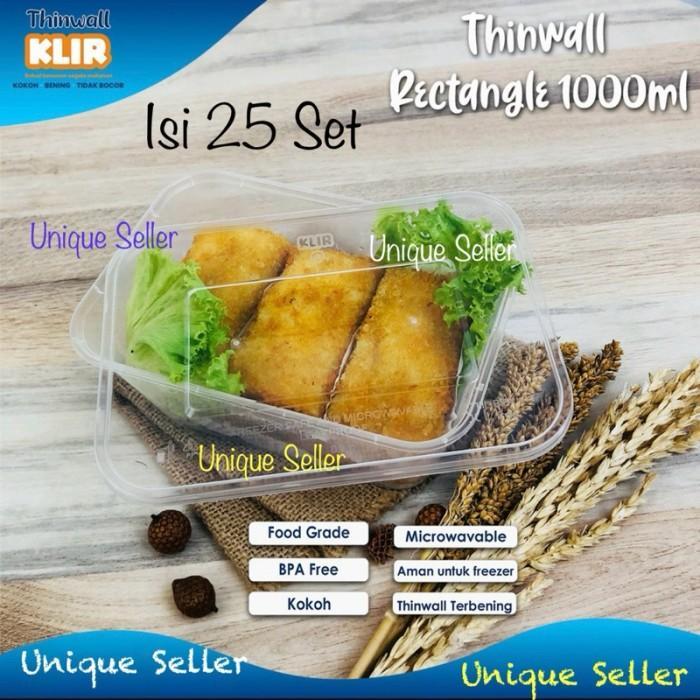 [Isi25] Thinwall Rectangle 1000 ml KLIR / Thinwall Thinwal Persegi Panjang 1000ml KLIR / Kotak Makan