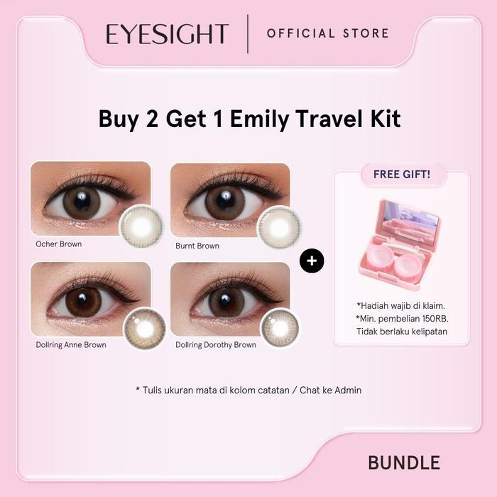 [RAMADAN EKSTRA] EYESIGHT BUNDLE 2 PAIRS Softlens Eyesm Ocher Brown / Burnt Brown / Dollring Anne