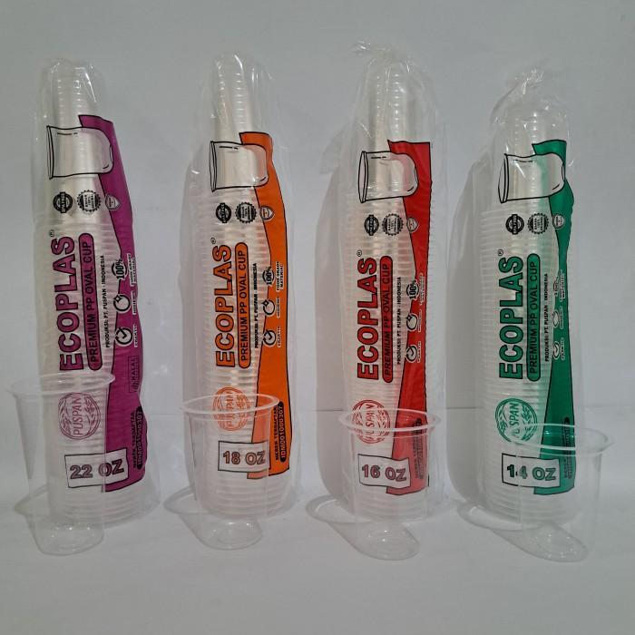 Terbaru 1 Dus 1000 Pcs Gelas Oval 14 16 18 22 Oz Cup Oval 14Oz 16Oz 18Oz 22Oz Ecoplas Grosir