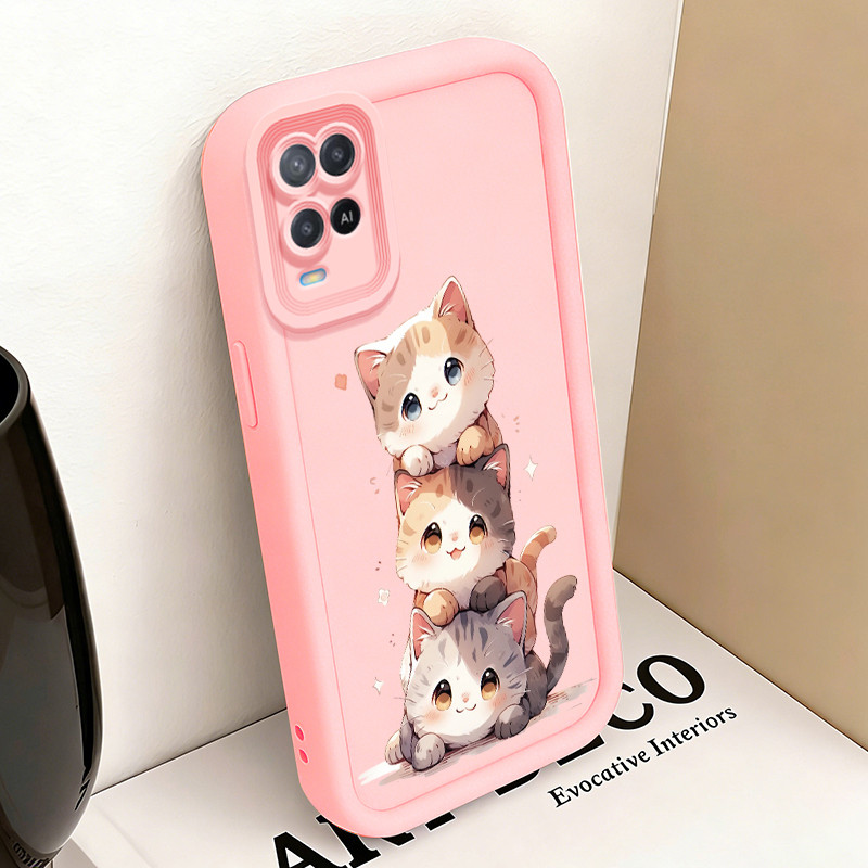 Casing Hp untuk OPPO A54 Case Anak kucing yang lucu Kasing silikon Cesing Anti Crack Tahan Banting K