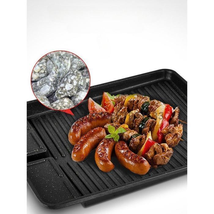 Pemanggang BBQ Persegi Alat Panggang Anti Lengket Anti Karat Grill Pan Marbel Coating Pemanggang