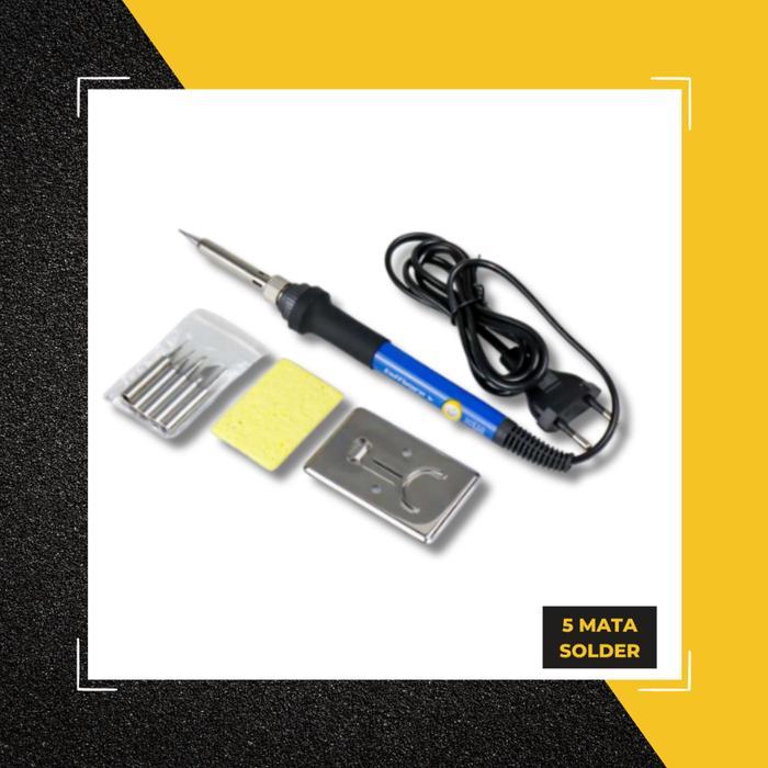 Solder Listrik 60 Watt Iron Automatic Set Lengkap Dengan 5 Pcs Mata Solder Kecil Temperatur Dapat