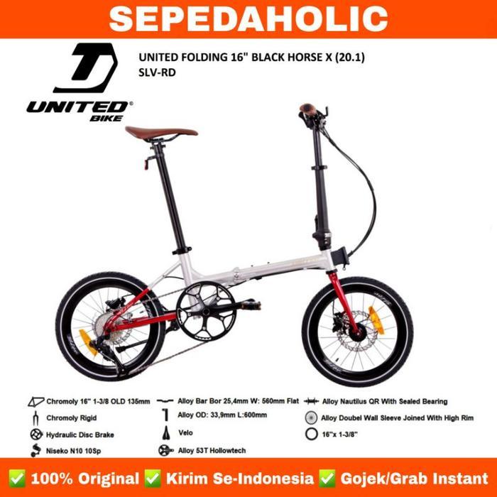 [PROMO TURUN HARGA] Sepeda Lipat UNITED BLACK HORSE X 16 Inch Chromoly 10 Speed Rem Hidrolik Garansi