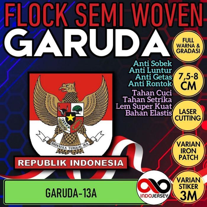 Patch Logo Badge Emblem Flock Semi Woven Setrika iron-on Stiker jersey kaos baju Indonesia - GARUDA