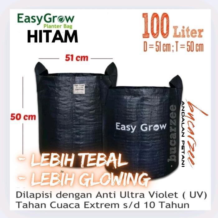 Easy Grow Planter Bag Hitam 100 Liter. Bahan Tebal Bulat Round Bottom