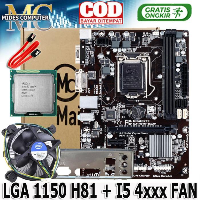 Paket mobo H81 1155 Plus Processor core i5 gen 4 Fan Intel