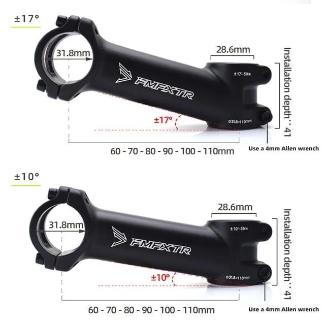 FMFXTR Stem Sepeda Nunduk 17 derajat Panjang 60 70 80 90 100 110 mm