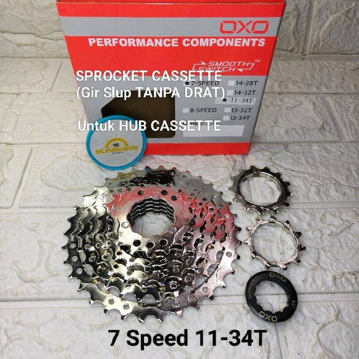 Scket Cassette 7 Speed 11-32T / 11-34T ROME Gir Slup TANPA DRAT Untuk HUB FreeHub jangkrik Sepeda