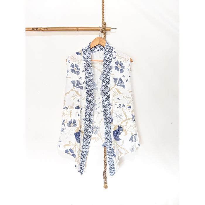 Cardigan Tanpa Lengan Batik Wanita Modern Vest Outer Batik Vest Cardi Long Outer Batik Modern