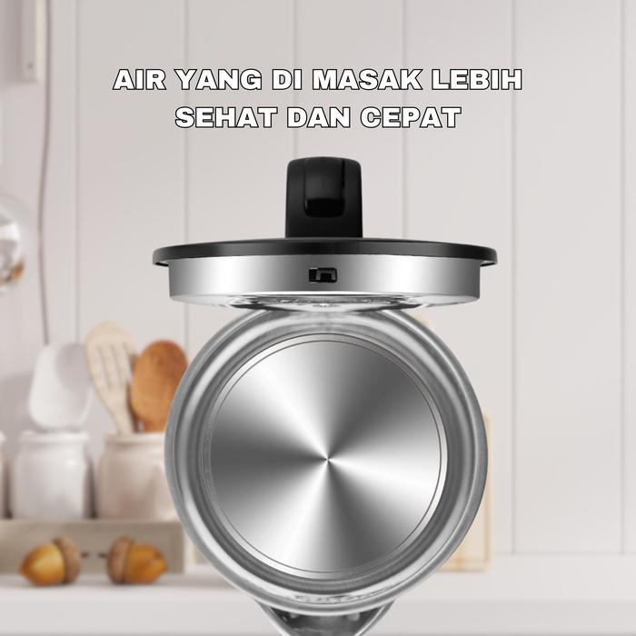 Pplus Teko Listrik Stainless Steel 2.3L 1500Watt Pemanas Air Electric Simpan Suhu Baja Tahan Karat