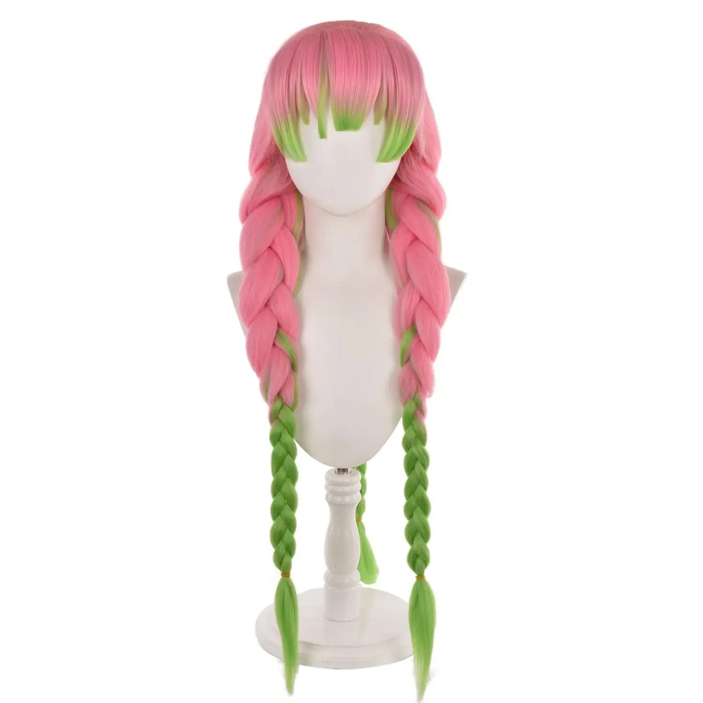 Demon Slayer Kanroji Mitsuri Cosplay Wig Green Mix Pink Long Anime Costume Wigs Kanroji Mitsuri Wigs
