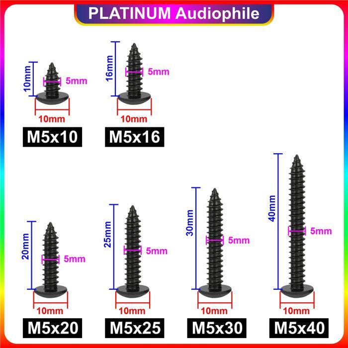 "New" Sekrup Hitam M5 50pcs Speaker Baut Skrup kasar lancip tajam Carbon Steel