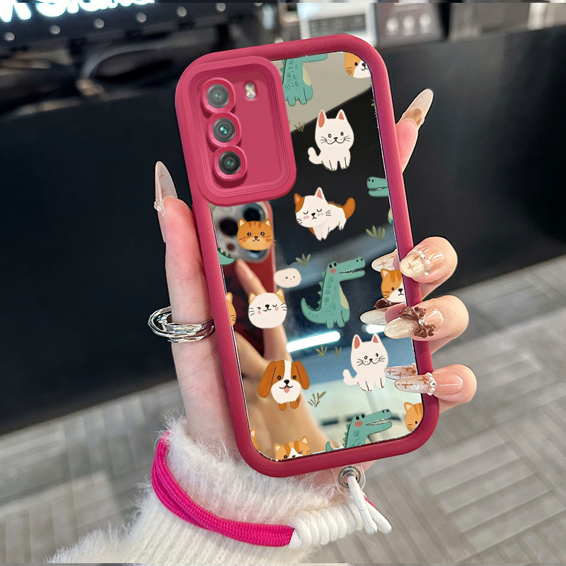 Casing Hp untuk POCO M3 Case Casing HP Softcase ponsel silikon Kasing lembut anti Cermin tali pengik