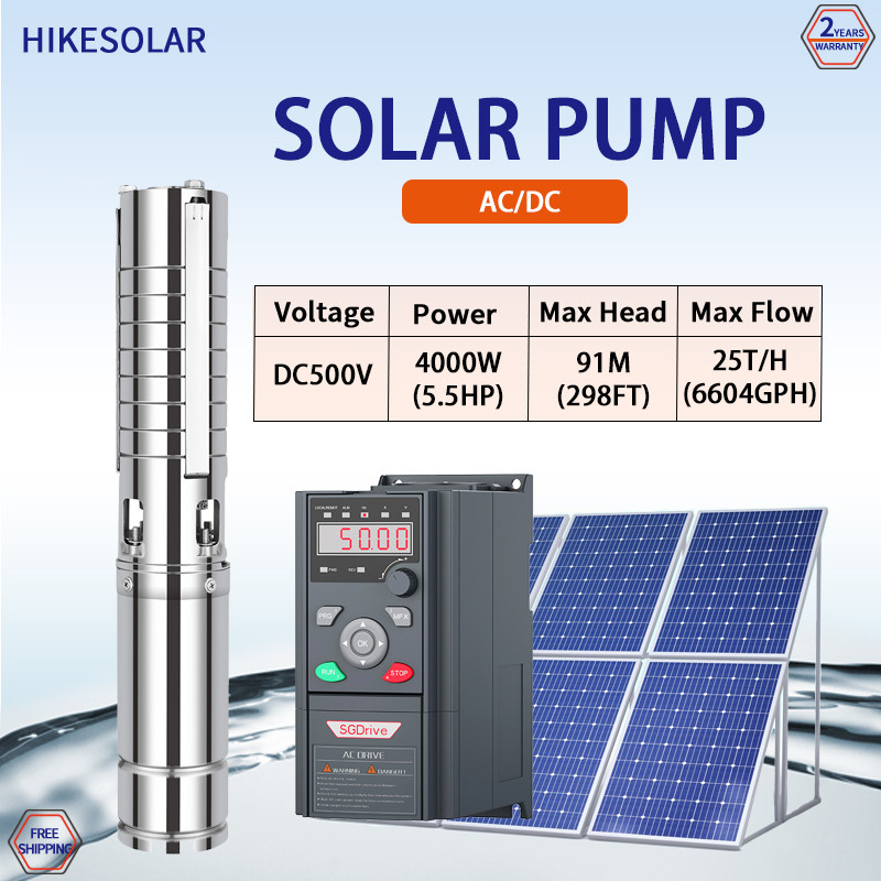 4" AC/DC Deep Well Solar Water Pump Outlet 2" Off Grid Solar 5.5HP 7.5HP 10HP 15HP Cell Deep Well
