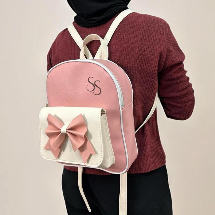 Elizabeth - Tas Ransel Wanita Mini Sekolah Fashion Korean Stylish Backpack Cewek Tas Gendong Pita