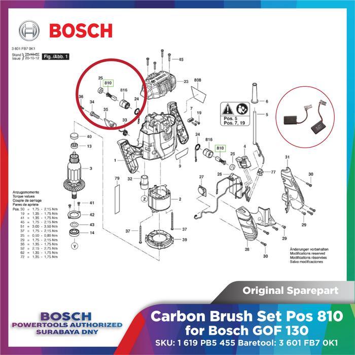 TERBARU Original Sparepart Bosch Carbon Brush Set for Mesin Bosch GOF 130