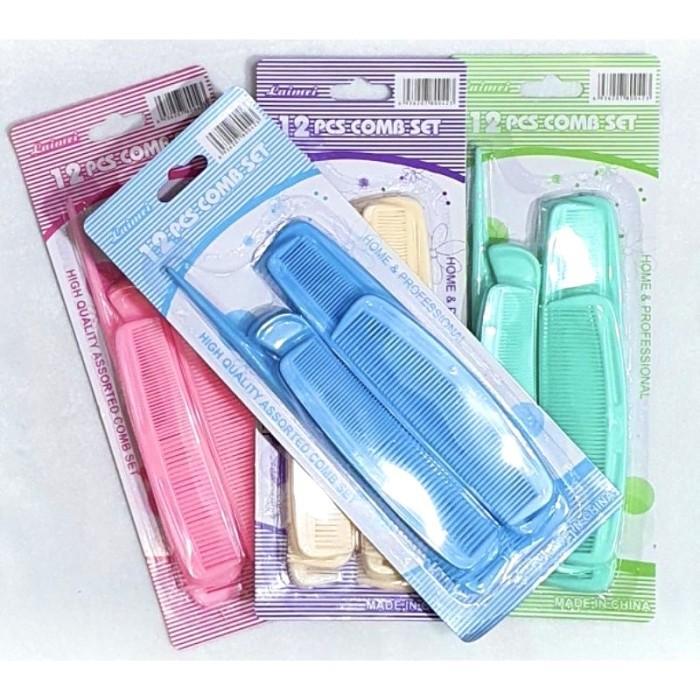 Paket Sisir Rambut Set isi 12 / 12pcs Sisir Comb Set Rambut Pria Wanita 112