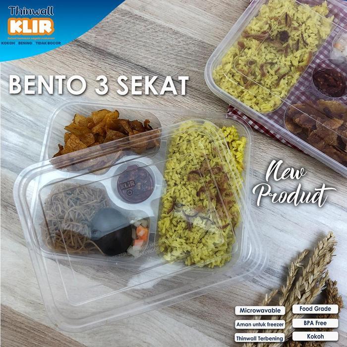 Thinwall Bento Sekat 3 / Kotak Makan Plastik Bento Sekat 3 / Food Container Bento Sekat 3