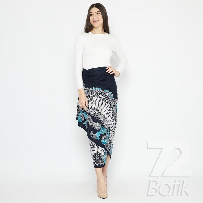 ROK BATIK SPAN Skirt Lilit Aksara Kebaya Instan Modern Wanita Warna Biru Dongker Abu 726455 Cap 72 -