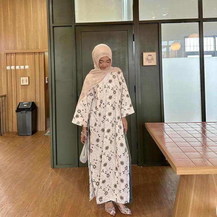 Sherine Abaya / Abaya Outer / Abaya Linen Bordir / Abaya Chakira Terbaik