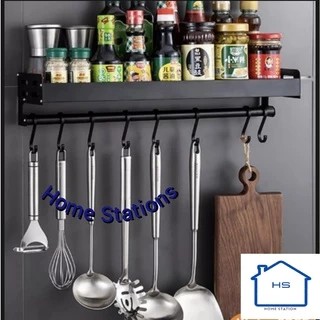 Rak Gantung Tempat Bumbu /Rak Bumbu dapur tempel dinding/ Rak Dinding Dapur Aluminium ukuran 50 cm